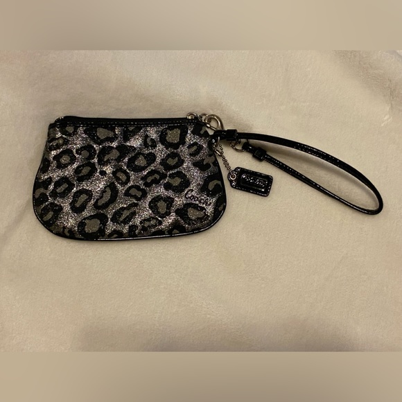 Coach Bags Coach Silver Black Madison Ocelot Leopard Print Wristlet